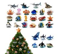 Calendrier De L'Avent 2026 Merveilles De L'Océan - Décor | 24 Pendent | Compte À Rebours De 24 Jours. Ornements Plats De Créatures Marines En Acrylique 2D. Léger Et Vibrant Pour Un Affichage Sur Un