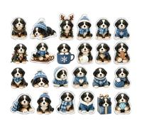 Calendrier de l'Avent 2026 Ornements acryliques 2D avec un chien mignon et | Figurine chiot compte à rebours Noël pour Chambre Bureau Fenêtre Mur Fêtes de fin d'année Femmes Hommes