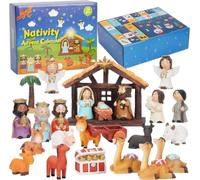 Calendrier de l'Avent 2026 pour enfants - Crèche de Noël - Cadeau pour les tout-petits - Boîte de compte à rebours de Noël religieux chrétien - Cadeau surprise pour enfants (bois rustique)