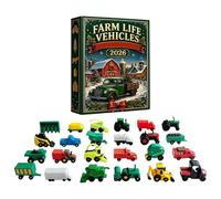 Calendrier de l'Avent 2026 pour Noël Figurine Véhicule Agricole Décor | Calendrier 24 Jours Compte à Rebours Noël Pour Hommes et Femmes Table et Étagère Fête Vacances