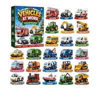 Calendrier de l'Avent 2026 pour véhicule Build the Fleet Collection Calendrier de compte à rebours de Noël de 24 jours avec 24 mini décorations de véhicules, pompiers, agriculture, construction