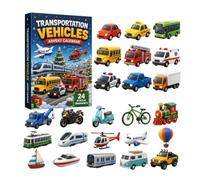 Calendrier de l'Avent 2026 pour véhicule Build the Fleet Collection Calendrier de compte à rebours de Noël de 24 jours avec 24 mini décorations de véhicules, pompiers, agriculture, construction