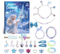 Calendrier de l'Avent 2026 Princesse pour enfants | Calendrier de compte à rebours de Noël 24 jours avec accessoires pour cheveux glacés, bracelet à breloques, pendentif