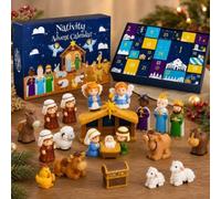 Calendrier de l'Avent 2026 Scène de la Nativité - Compte à rebours | Ensemble de 25 pièces pour la maison, l'église, le salon, la chambre à coucher et la salle de classe. Scène attrayante pour