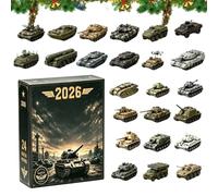 Calendrier de l'Avent 2026 « Tank Legends » - Compte à rebours de l'Avent | Statue décorative en acrylique 24 jours | Calendrier compte à rebours sur le thème du réservoir | Pour adultes, familles