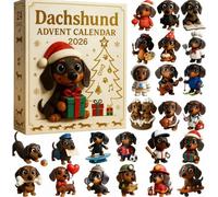 Calendrier de l'Avent 2026 teckel, 24 jours en 3D avec chien | Adorable mini figurine de teckel de collection pour décoration d'arbre de Noël, cadeau amusant de teckel
