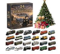 Calendrier de l'Avent 2026 Train cartoon 2D modèle acrylique 24 jours | Compte à rebours de 24 jours de voitures Pour adultes collectionneurs fête de Noël maison bureau étagère