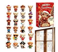 Calendrier de l'Avent 2026 Vache des Highlands, 24 mini figurines 3D | PVC robuste et résistant à l'usure, décoration surprise de vacances de 24 jours pour table, bureau, bibliothèque et