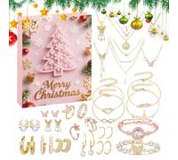 Calendrier de l'Avent 24 jours 2025 pour femme - Kit de bijoux pour femmes - Calendrier de compte à rebours pour adultes, petite amie, épouse, famille, anniversaire, Saint-Valentin, banquet