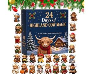 Calendrier de l'Avent 24 jours 3D Vache mignonne Advnt Mini figurines | Calendrier de compte à rebours pour garçons, filles, enfants, dix adultes, maison, bureau, école, fête