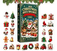 Calendrier De L'Avent 24 Jours Avec 3D Mini Briques De Noël 2026 | Motifs De Noël Classiques, Boucles De Suspension, Pour Décorer Les Sapins, Fenêtres, Manteaux De Cheminée Et Couronnes