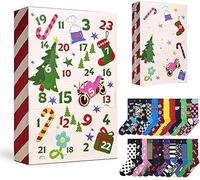 Calendrier de l'Avent 24 jours avec chaussettes - Calendrier de l'Avent surprise avec 24 paires de chaussettes de Noël - Calendrier de l'Avent 2026 - Cadeau surprise pour femmes, hommes, adolescents