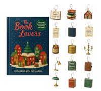 Calendrier de l'Avent 24 jours en acrylique sur le thème du livre 2D - Pendentif de Noël à collectionner - Cadeau de 24 livres pour les amateurs de lecteurs