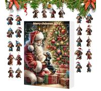 Calendrier de l'Avent,24 Jours Pendentif Teckel Calendrier de Noël - Décorations Festives En Acrylique Pour Toute La Famille Salon Chambre Porte Cheminée Décembre