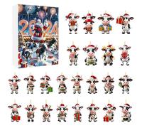 Calendrier de l'Avent - 24 petites portes - Décoration de vache suspendue - Calendrier de compte à rebours - Acrylique 2D - Décoration d'intérieur pour les fêtes - Activités scolaires - Temps familial