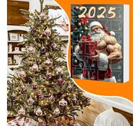 Calendrier de l'Avent 24 pièces de calendrier de compte à rebours de Noël - 2D acrylique culturiste homme pour arbre de Noël | Calendrier de l'Avent 2025 | Muscle Santa Ornament for Family Kids Jeunes