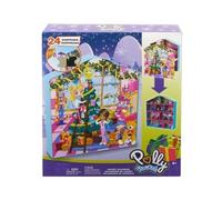 Calendrier de l'avent 24 Surprises pour Polly Pocket - Coffret Maison, poupees, Voiture, Accessoires - Fille - Set Noel 2024 avec Carte