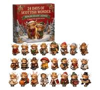 Calendrier de l'Avent 2D 2026 Figurines de Noël mignonnes sur le thème des vaches la ferme Figurines à collectionner pour décorations Noël Mini Sablier (One Size)