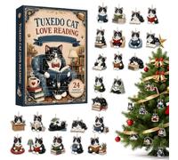Calendrier de l'Avent 2D Acrylique 24 jours Mini Chat de Noël | Figurines d'animaux kawaii comme décoration murale pour adultes et enfants, fête de Noël, porte, mur, cheminée, maison