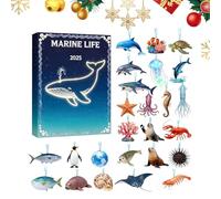 Calendrier de l'Avent, 2D Acrylique À Thème Marine - 24 Jours Charm Animaux Marins Figurines - Pour Miroirs Amis Famille Saison Noël Maison Fête