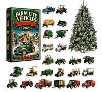 Calendrier de l'Avent 2D de véhicule agricole avec 24 jours de compte à | Figurines de remorque pour décoration de Noël pour maison, chambre, bureau, étagère, fenêtre, arbre, fête