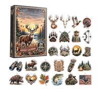 Calendrier de l'Avent 2D en acrylique, 24 pièces, avec décorations thématiques. Kit de décorations Noël réutilisable, l'Avent pour les sapins, les couronnes et emballages cadeaux. (C, One Size)