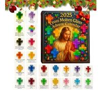 Calendrier de l'Avent 2D en acrylique 2D - Motif croix de poche - Décoration de vacances pour adultes, hommes, femmes, famille