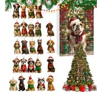 Calendrier de l'Avent 2D réutilisable saisonnier, compte à rebours, 24 jours, décorations sur le thème du chien, pour arbre, fenêtre, adultes, amoureux des animaux