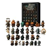 Calendrier de l'Avent 31 Nights of Fright - Boîte de compte à rebours d'Halloween de 31 jours avec figurines, coffret cadeau, poupée effrayante, figurines d'horreur à collectionner (noir)