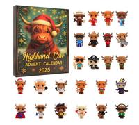 Calendrier de l'Avent 3D Highland Cow 2025 - Compte à rebours de Noël 24 jours avec adorables vaches Highlands - Cadeau original et décoration pour la période de l'Avent