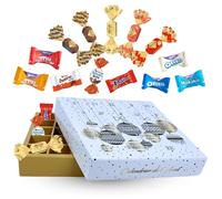 Calendrier de l'Avent | 46 Bonbons au Chocolat Milka, Kinder, Daim, Papillotes Chocolat et Pâtes de Fruits + 1 Moulage Père Noël