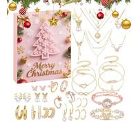 Calendrier de l'Avent à bijoux | Noël 24 jours 2025 - Parure de bijoux de fête calendrier compte à rebours - Pour petite amie, épouse, famille, amis, ainsi que pour les fêtes de vacances et