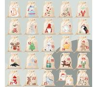 Calendrier de l'Avent à faire soi-même, 25 images hivernales à repasser, en option avec des sacs en coton petits, grands ou mélangés, calendrier de Noël créatif à remplir, Noël, Noël, cadeau