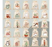 Calendrier de l'Avent à faire soi-même, 25 images hivernales à repasser, en option avec des sacs en coton petits, grands ou mélangés, calendrier de Noël créatif à remplir, Noël, Noël, cadeau
