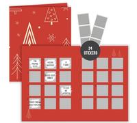 Calendrier de l'Avent à gratter Hommes Femmes | DIY Calendrier de Noël | Calendrier à gratter pour écrire soi-même et gratter librement | Carte à volet DIN A4 (Rouge Hiver)