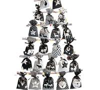 Calendrier de l'Avent à remplir (12x20cm), 24 sacs en tissu chaîne à bricoler et suspendre soi-même, calendrier de Noël 2025 à remplir soi-même avec sachets en tissu pour enfants (noir)