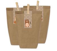 Calendrier de l'Avent à remplir 2021-24 pochettes cadeaux et 24 autocollants et pinces à chiffres - motif animaux de la forêt brune - à remplir et à bricoler - Noël 2021 - Mini Set n° 34