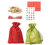 Calendrier de l'Avent à Remplir - 24 Pochettes Cadeaux en Tissu - DIY Kit Noël