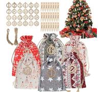 Calendrier de l'Avent à remplir - 24 sachets en tissu - 2 tailles - Calendrier de l'Avent à remplir - Réutilisable avec des designs personnalisés