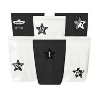 Calendrier de l'Avent à remplir - 24 sacs en papier noir et blanc et 24 autocollants de chiffres (étoiles noires et blanches) - à réaliser et à remplir soi-même - Mini Set 40 - Noël 2021