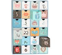 BRUBAKER Calendrier de l'Avent à Remplir - Noël Animalier Bleu | Calendrier de Noël DIY avec 24 Petites Portes pour Coupons, Bonbons et Autres Surprises - 39 cm en Carton