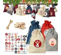 Calendrier de l'avent a Remplir en Tissu 2024, Calendrier Avent Sachets en Tissu, Jute Calendrier de l'avent Vide, Pochon Pochette Calendrier de l'Avent DIY Cadeau Decoration Noel