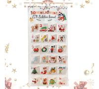 Calendrier de l'Avent à Remplir en Tissu, 2025 Sac de Rangement Mural avec 24 Poches, Calendrier Suspendu Avent Tissu pour Cadeau de Noël, Décorations de Noël Compte à Rebours