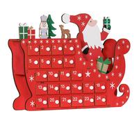 Calendrier de l'Avent à remplir - HOMCOM - 24 tiroirs - Père Noël et traîneau - en bois - 22,5x8x36cm - rouge