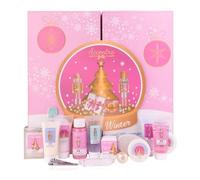 Calendrier de l'Avent Accentra HELLO WINTER / CASSE-NOISETTE dans un coffret cadeau en forme de livre, 24 surprises beauté, calendrier de Noël décoratif pour femme rose et or