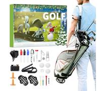 Calendrier de l'avent Accessoires pour balles de golf : ensemble festif de 24 pièces pour golfeurs, marqueurs de tee, balles d'entraînement, kit amusant d'entraînement et de loisirs pour usage