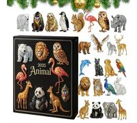 Calendrier de l'Avent animal 2025 - Décoration de vacances en acrylique 2D, affichage du compte à rebours de Noël sur 24 jours | Décorations d'arbres sauvages pour la maison, manteau mural, porte d'en