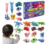 Calendrier de l'Avent Animal 3D - Lot de 24 avec mini figurines mobiles, dragons, lapins, tortues, grenouilles, motifs, robuste, coloré, sans danger pour les, créatif, amus