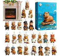 Calendrier de l'Avent animal | Pendentifs en acrylique 2D, Noël Capibara pour compte à rebours de 24 jours, pour rétroviseur de voiture, salle de classe, rembourrage de chaussette, arbre du jardin
