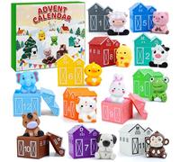 Calendrier de l'Avent Animaux 2025, Jouets pour tout-petits de 1 à 3 ans, Cadeaux de Noël, Marionnettes à doigts, Boîte de 12, Maison et Animaux, Jouets Montessori pour garçons